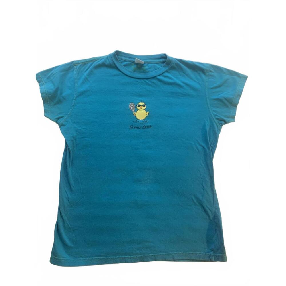 Blue tennis chick baby tee